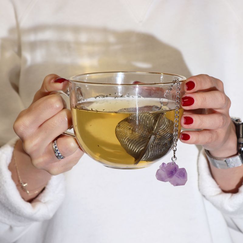 Raw Crystal Gemstone Tea Strainer - Green Aventurine
