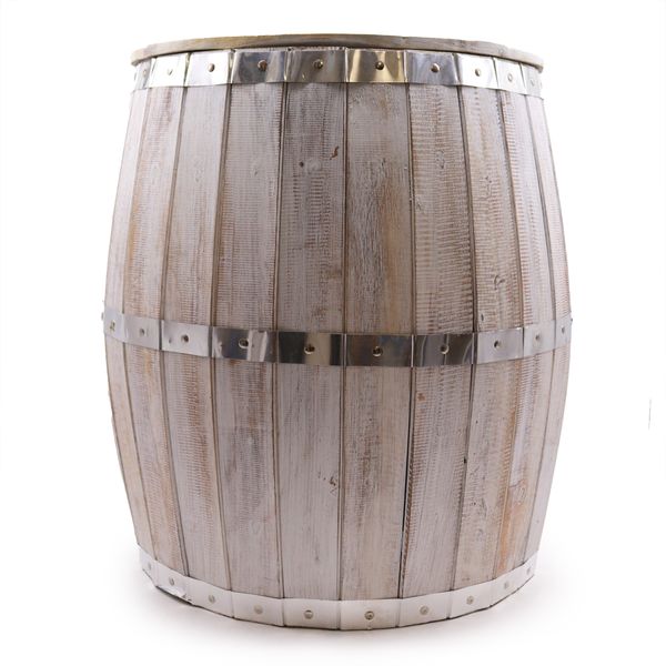 Beer Barrel Table – Whitewash Wood 60 x 48.5 cm