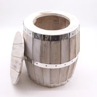 Beer Barrel Stool – Whitewash Wood 38 x 32 cm