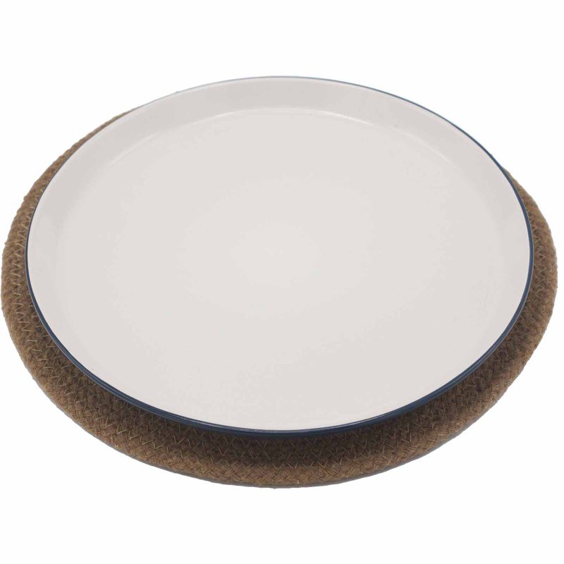 Natural Place Mat - Jute & Cotton 30cm - Natural Border