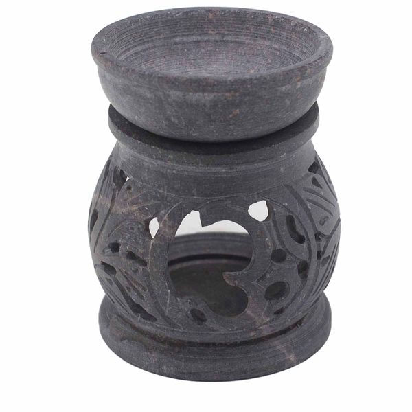 Small Soapstone Oil Burner 8cm - Om