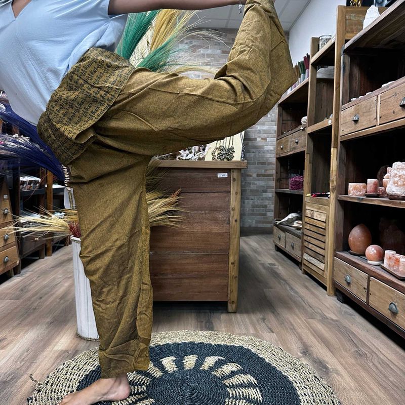 Yoga and Festival Pants - Thai Fisherman Mandala Mantra on Orange