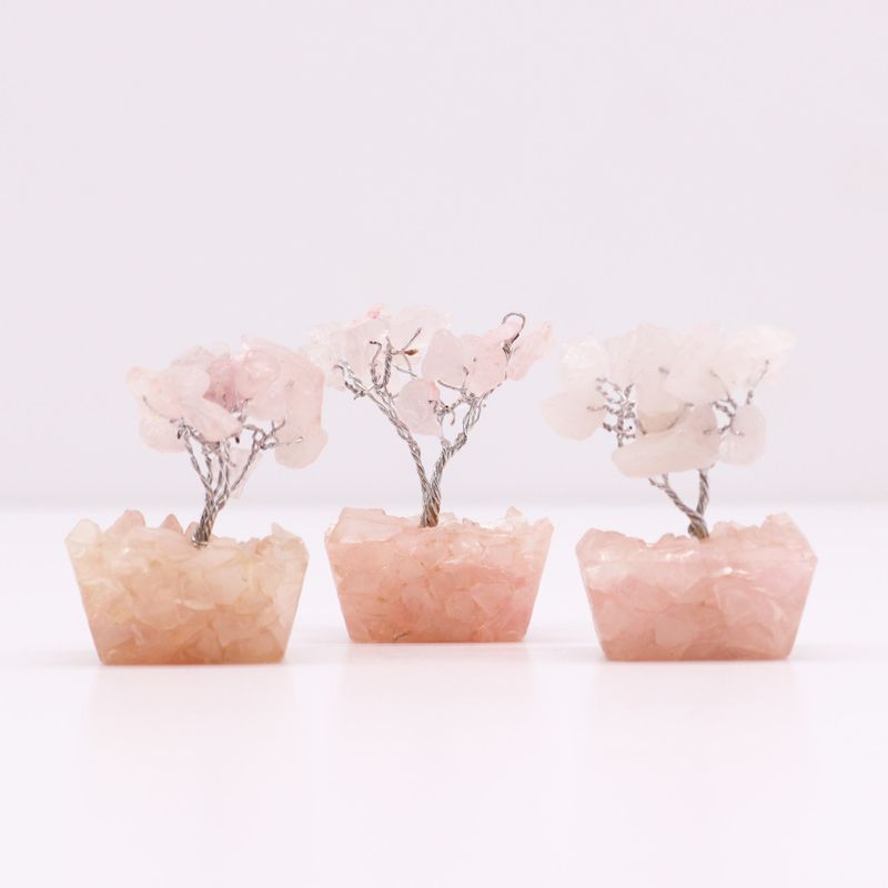 Mini Gemstone Tree On Orgonite Base - Rose Quartz (15 stones)