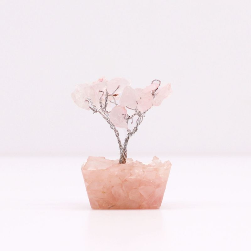 Mini Gemstone Tree On Orgonite Base - Rose Quartz (15 stones)