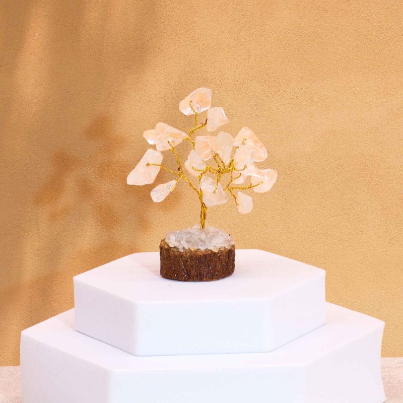Mini Gemstone Tree On Wood Base - Rock Quartz (15 stones)