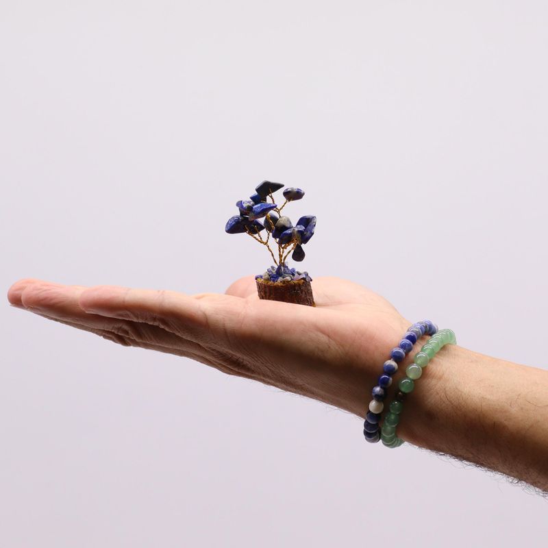 Mini Gemstone Tree On Wood Base - Sodalite (15 stones)