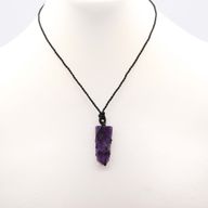 Laced Gemstone Flat Point Pendant - Amethyst