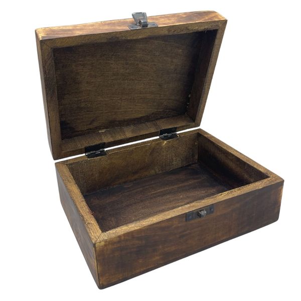 Large Ceramic Glazed Wood Box - 20x15x7.5cm - Concrete