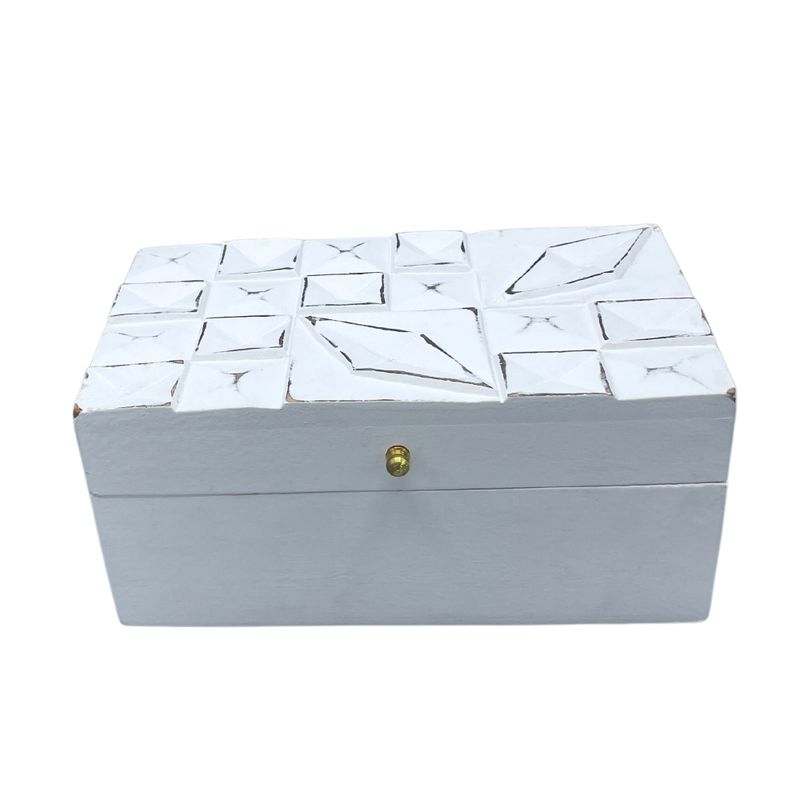 Vintage Deco - Multi Purpose Box - 22x12x10cm - White Diamonds