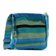 Lrg Nepal Sling Bag (Adjustable Strap) - Spring Meadows Green & Blue