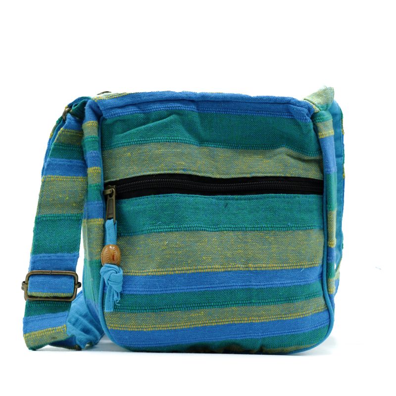 Lrg Nepal Sling Bag (Adjustable Strap) - Spring Meadows Green & Blue