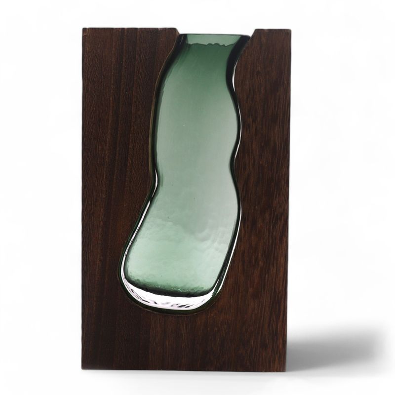 Glass Vase/Terrarium inside Dark Tung Wood