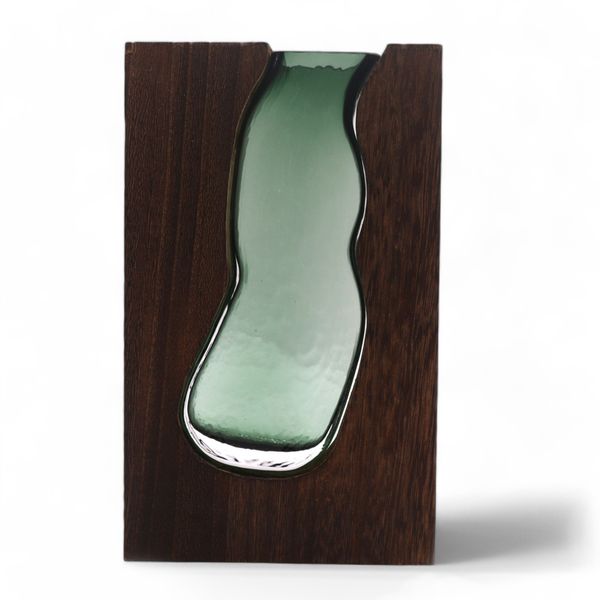 Glass Vase/Terrarium inside Dark Tung Wood