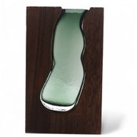 Lrg Glass Vase/Terrarium inside Dark Tung Wood