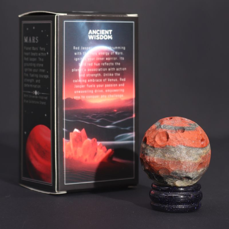 Red Jasper Planet on a Sola Goldstone Stand (MARS)
