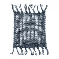 Set of 4 Seagrass Fringe Natural Coasters - Charcoal