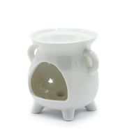 Cauldron Oil Burner - Moon Phase - White