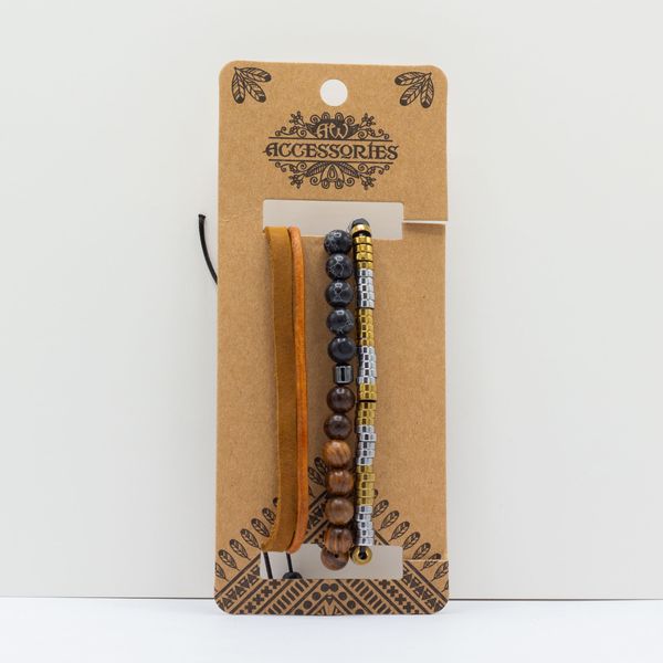 Mens Premium Bracelet Sets - Black & Tans (asst)