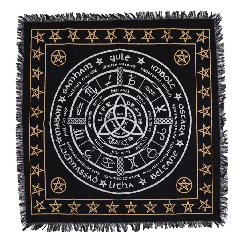 Esoteric Fringed Altar Cloth - Life Death Rebirth
