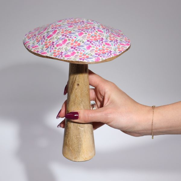 Large Enamelled Mushroom - 20cm - Mediterranean Tile Pattern