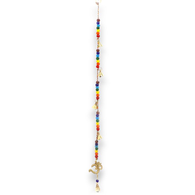 Indian Chimes - Brass OM with Chakra Beads String Bells 53cm