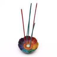 Soapstone Lotus Flower Incense Holder - Chakra Colours