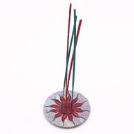 Soapstone Disc Incense Holder - Sun Flower (5 stick holder)