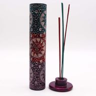 Soapstone Round Tower Incense Holder - Suns