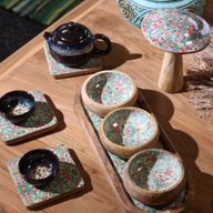 Set of 4 Square Coasters - Mediterranean Tile Pattern