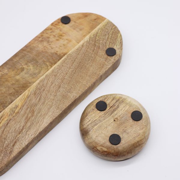 Mango Wood Tray with 3 Bowls - Mediterranean Tile pattern