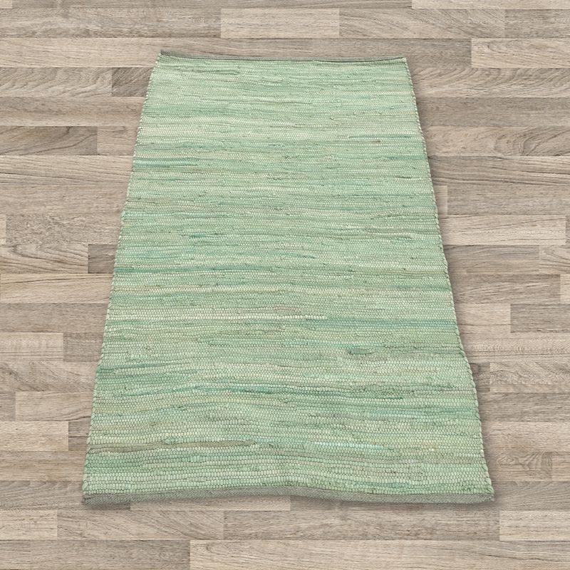 Small Indian Handloom Cotton Rug - Aqua