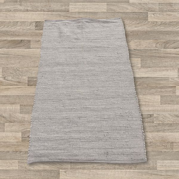 Small Indian Handloom Cotton Rug - Grey
