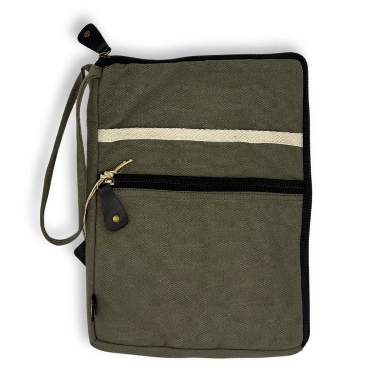 Canvas Travel Laptop Pouch - Olive