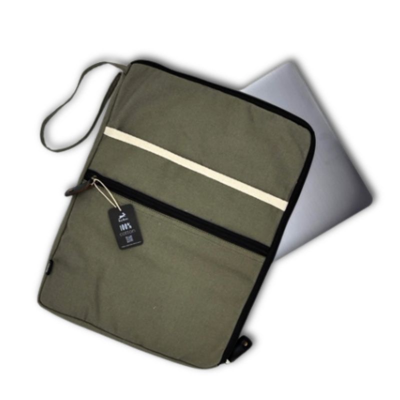 Canvas Large Laptop Pouch - Olive