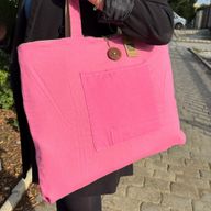 Jute & Cotton Reversible Big Bag - Pink