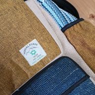 Large Boxy Hemp Backpack - Teal & Tumeric