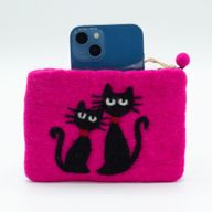 Natural Felt Zipper Pouches – Two Cats