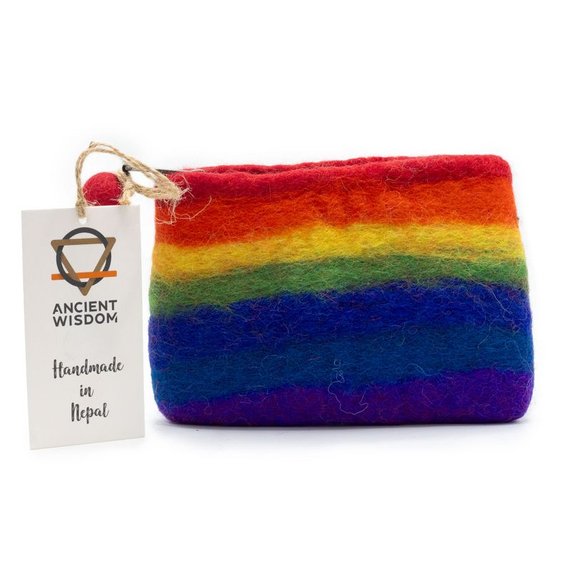 Natural Felt Zipper Pouches - Rainbow