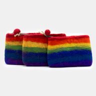 Natural Felt Zipper Pouches - Rainbow