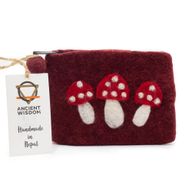 Natural Felt Zipper Pouches - Wild Mushrooms