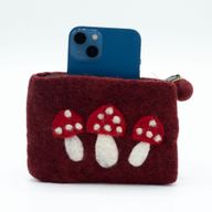 Natural Felt Zipper Pouches - Wild Mushrooms