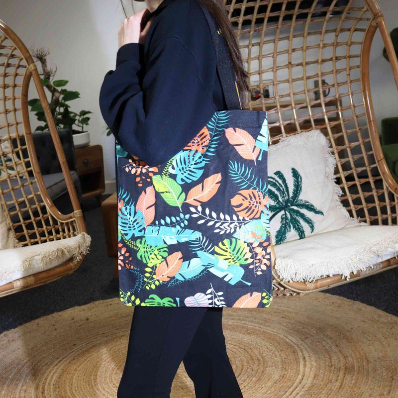 Classic Tote Zipper Bag (Dark Tropical Motiff) 40x34cm