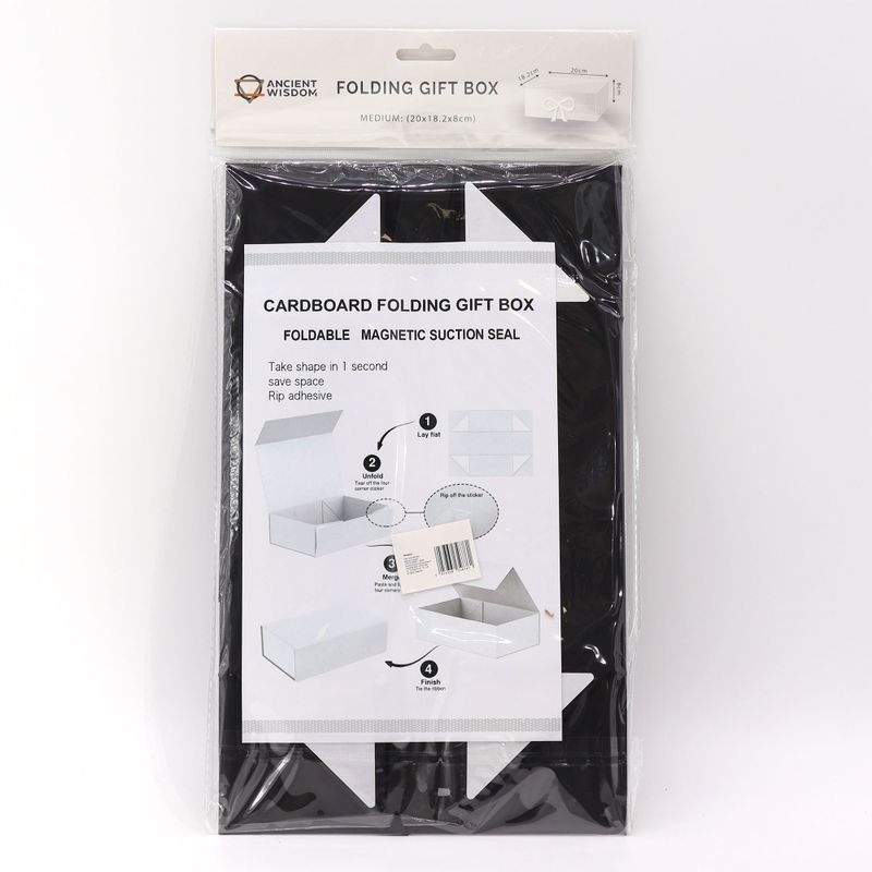 Flat Pack Gift Box - Medium Square (20x18.2x8cm) - Black