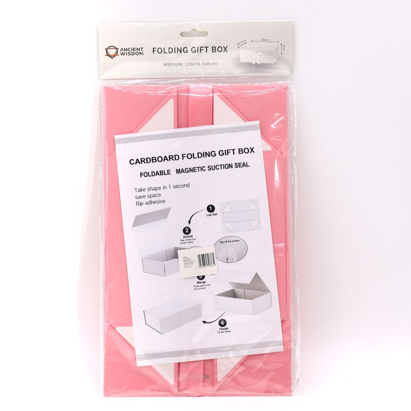 Flat Pack Gift Box - Medium Square (20x18.2x8cm) - Pink