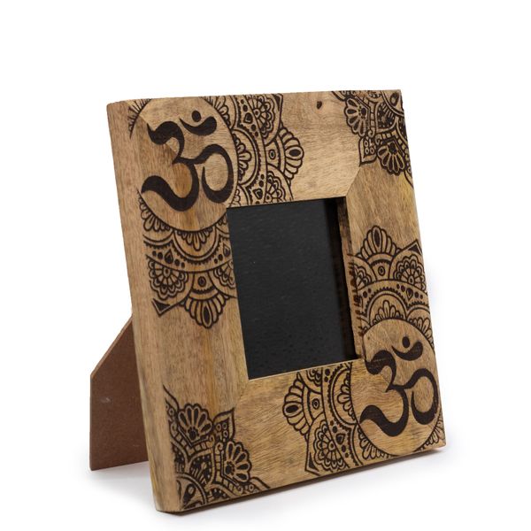 Small Mango Wood Picture Framel (for 9x9cm) 20x20x1,5cm - Mandala - Black