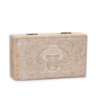 Med Square Box 17x10x4.2cm - Buddha Face Whitewash