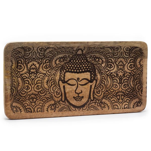 Long Tray 30x15x2.5cm - Buddha Face Black Engraved