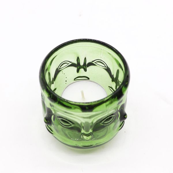 Buddha Faces Candle Jar - Garden Jade