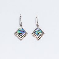Shell & Silver Earrings - Square Dots- Abalone
