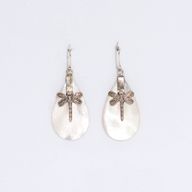 Shell & Silver Earrings - Dragonflies - MOP